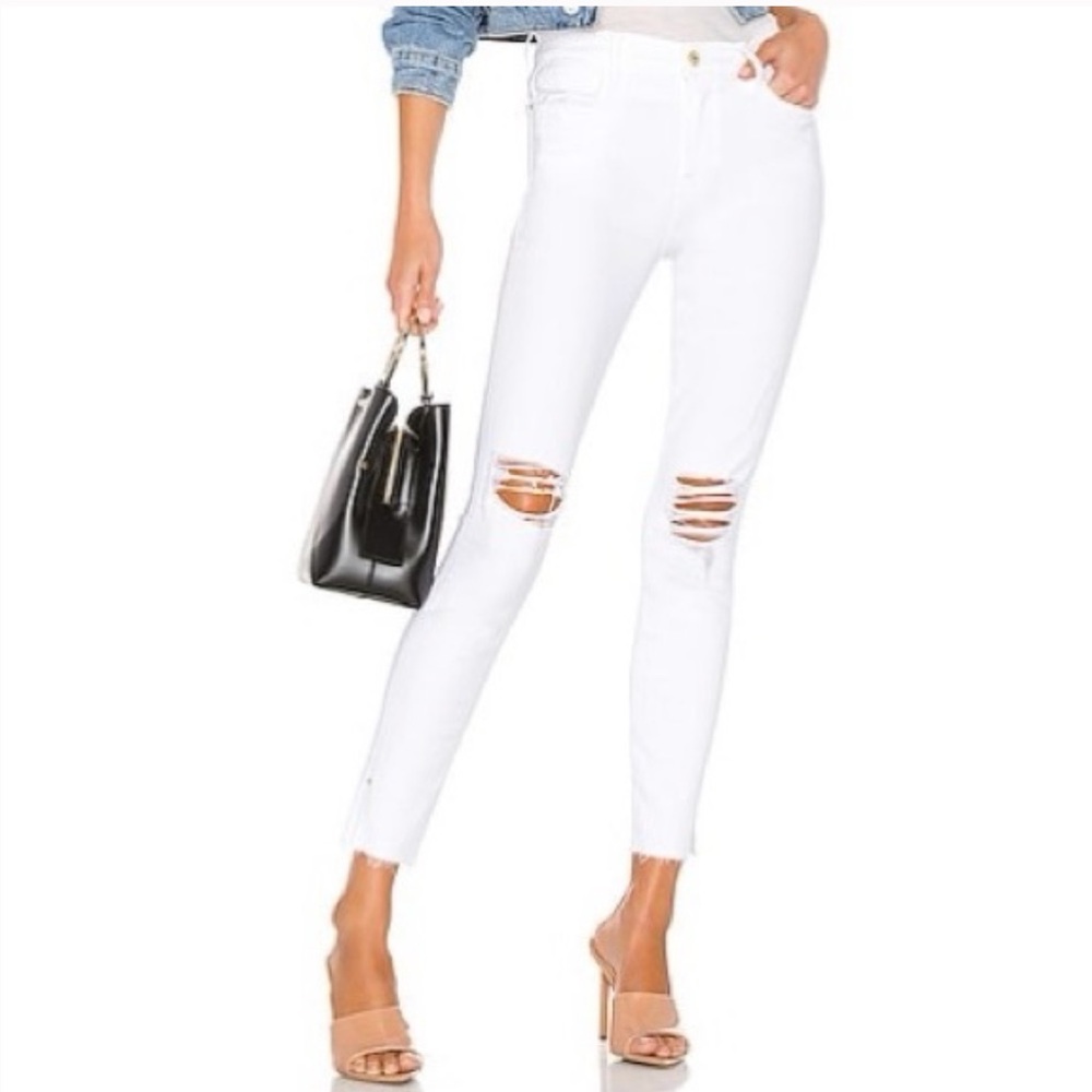 Frame denim Le high skinny crop 25 white‎
